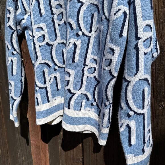 Laurence & Chico Monogram Cashmere Wool V Neck LOGO Sweater One Size NWOT - Picture 6 of 9